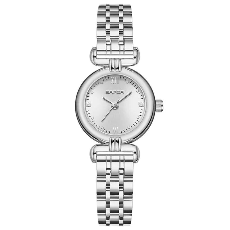 SANDA Brand 1126 Fashion Elegant Watch for Women Week Date Display Unique Sun Patternl Dial Steel Strap Design Ladies Quartz Watch